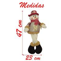 Boneco De Neve E Papai Noel Sentado Boneco Perna Mole Em Tecido