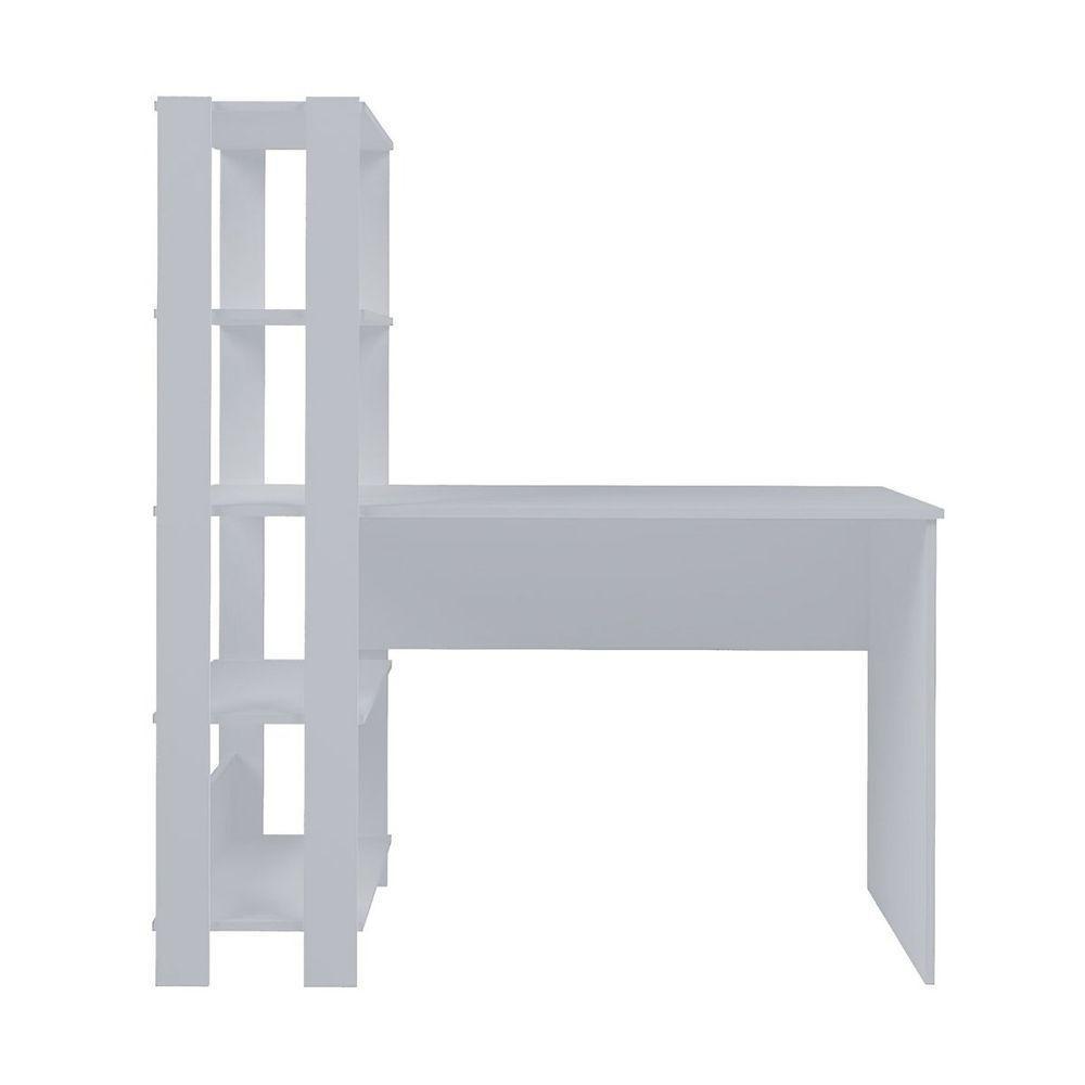 Mesa Escrivaninha Office Com Estante 3 Prateleiras Match Branco - 7