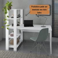Mesa Escrivaninha Office Com Estante 3 Prateleiras Match Branco - 2