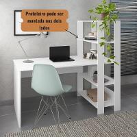 Mesa Escrivaninha Office Com Estante 3 Prateleiras Match Branco - 3
