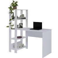 Mesa Escrivaninha Office Com Estante 3 Prateleiras Match Branco - 5