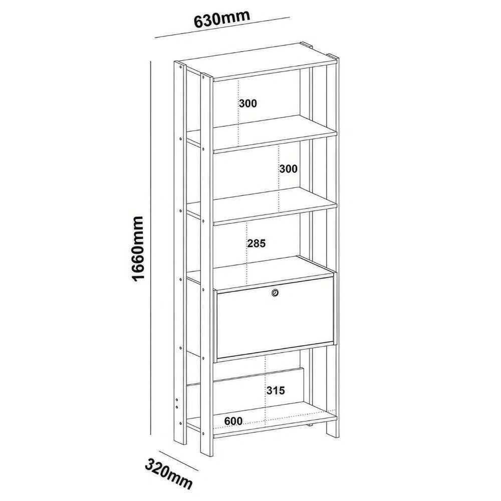Estante Match Organizadora Para Livros 3 Prateleiras Carvalho | Off White - 6