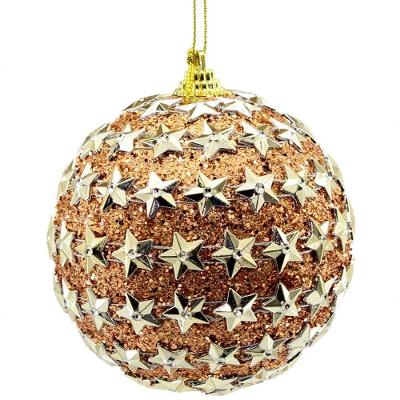 Kit 2 Bolas Decoração Enfeite Bola árvore Natal Estrela Com Glitter Natalina 10cm