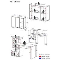 Conjunto Escritório Escrivaninha E Balcão Com Nicho Multimóveis Mp7009 Rustic/branco Rustic/branco