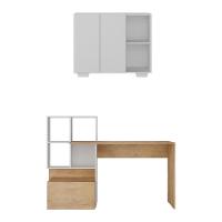 Conjunto Escritório Escrivaninha E Balcão Com Nicho Multimóveis Mp7009 Rustic/branco Rustic/branco - 7