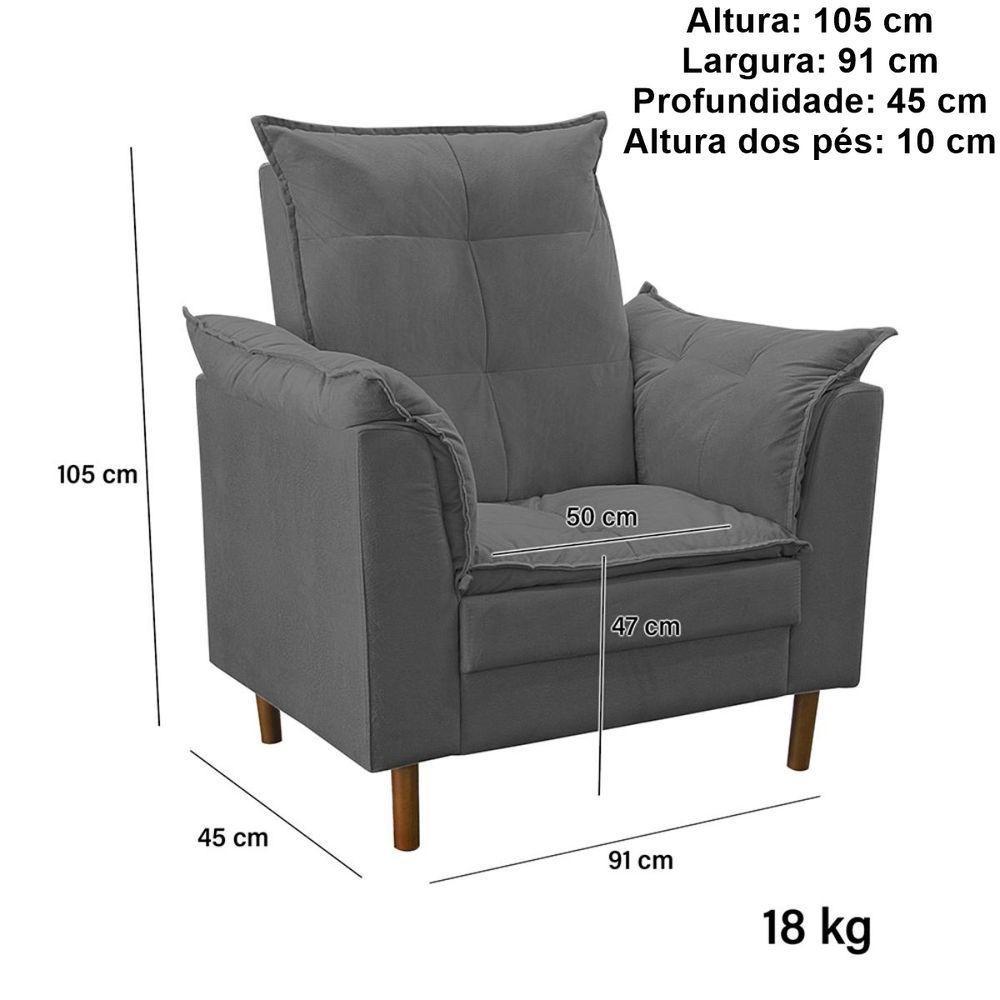 Poltrona De Amamentação Loana Com Puff Suede cinza - 2