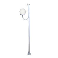 Poste Luminária Globo P Braço Curvo Cima Jardim Branco 200cm - 1