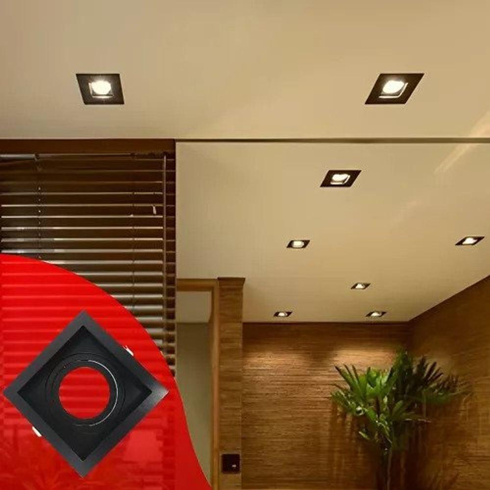 Spot Embutir Quadrado 94mm Recuado 6w 3000k Preto Preto - Bivolt - 2