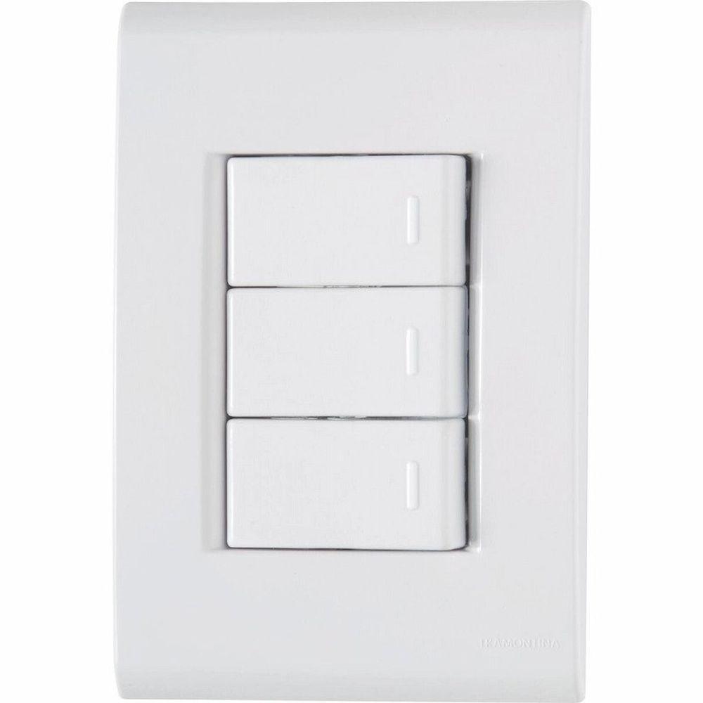 Placa 4x2 + 3 Interruptores Simples 10a-250v 250v - Branco - 1