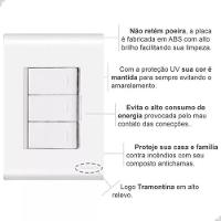 Placa 4x2 + 3 Interruptores Simples 10a-250v 250v - Branco - 2