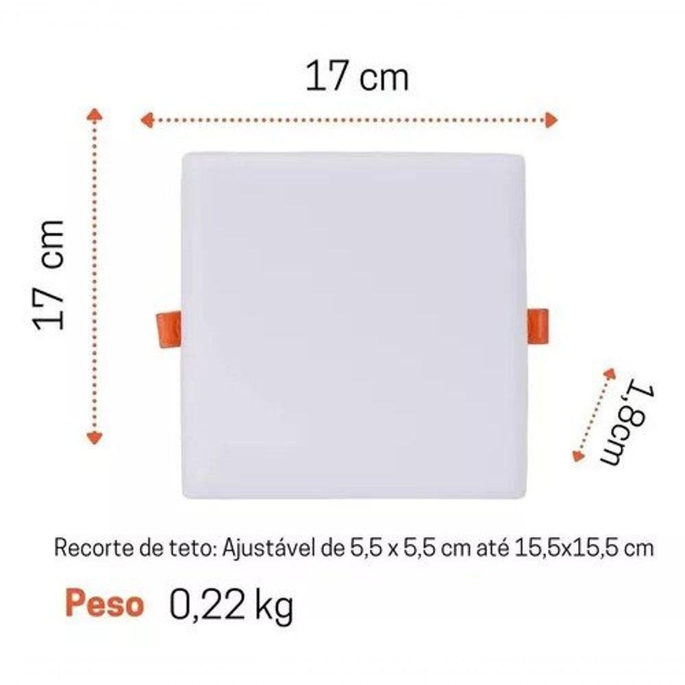 Painel Led Frameless 24w 3000k Quadrado Branco - 24w - 2