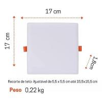 Painel Led Frameless 24w 3000k Quadrado Branco - 24w - 2