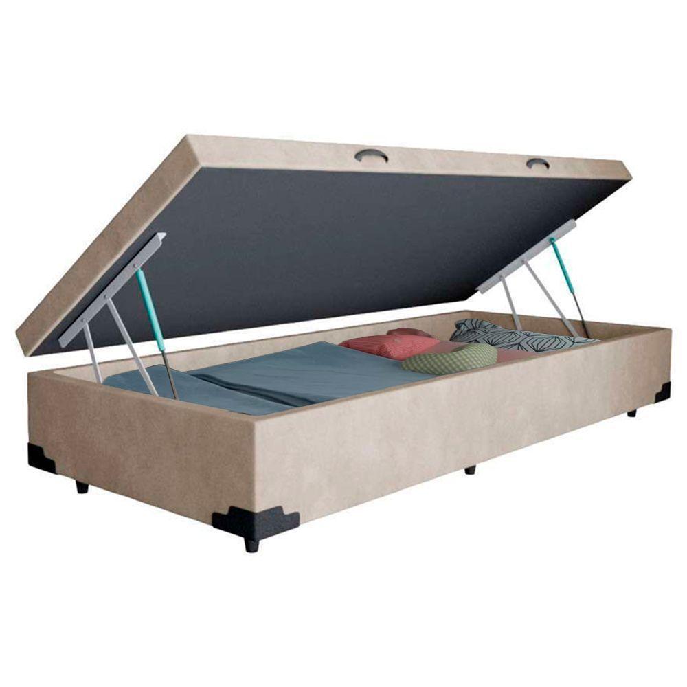 Cama Box Baú Solteiro Suede Sereneprime Bege 88x188x44 - 2