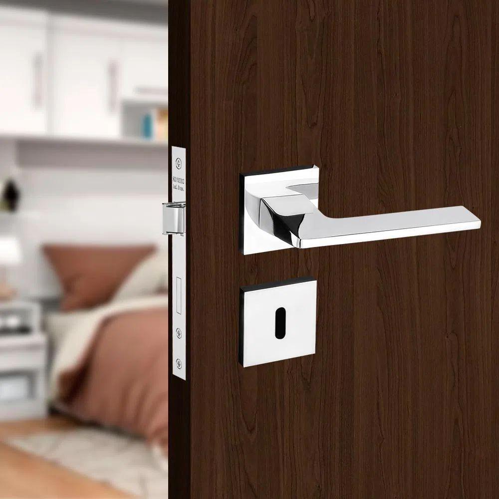 Fechadura Sara Cromada Roseta Quadrada 55mm Pado Interna - 4