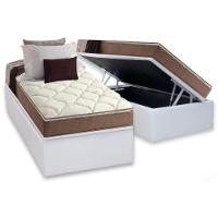Cama Box Baú Solteiro: Colchão Ortopédico Anjos D28 / AG65 Star Pillow Top + Base CRC Courano White(88x188) - 1
