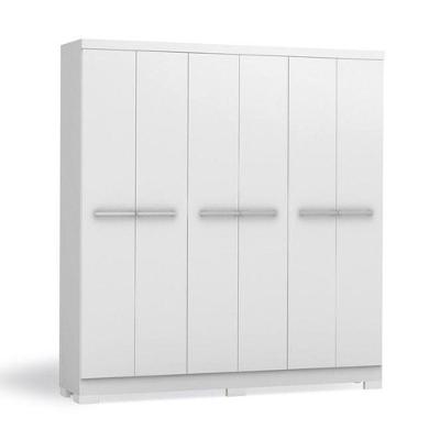 Guarda Roupa Casal E530 6 Portas de Bater 2 Gavetas Branco MDP Kappesberg