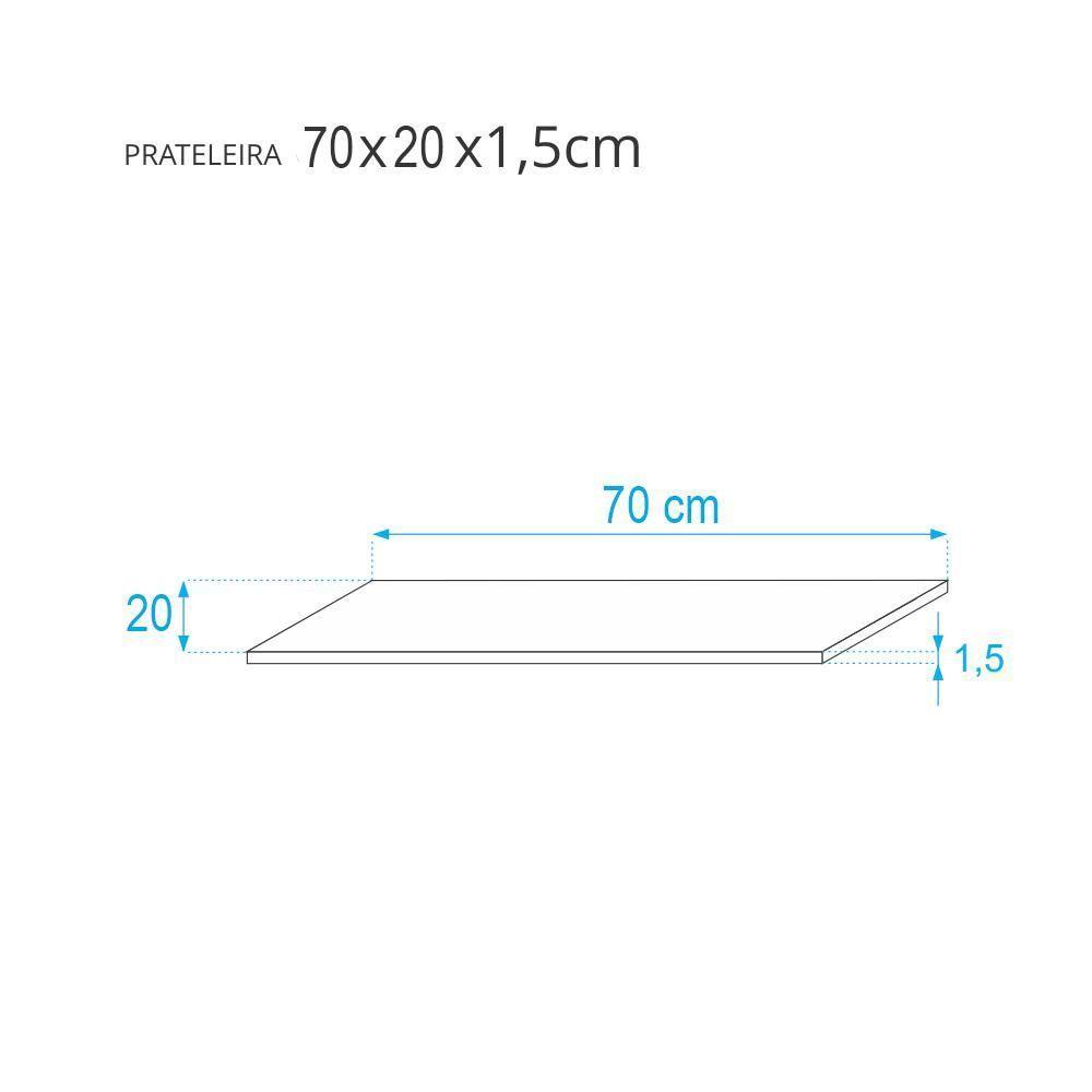Prateleira 70 X 20cm Cinza Claro Suporte Invisível - 6