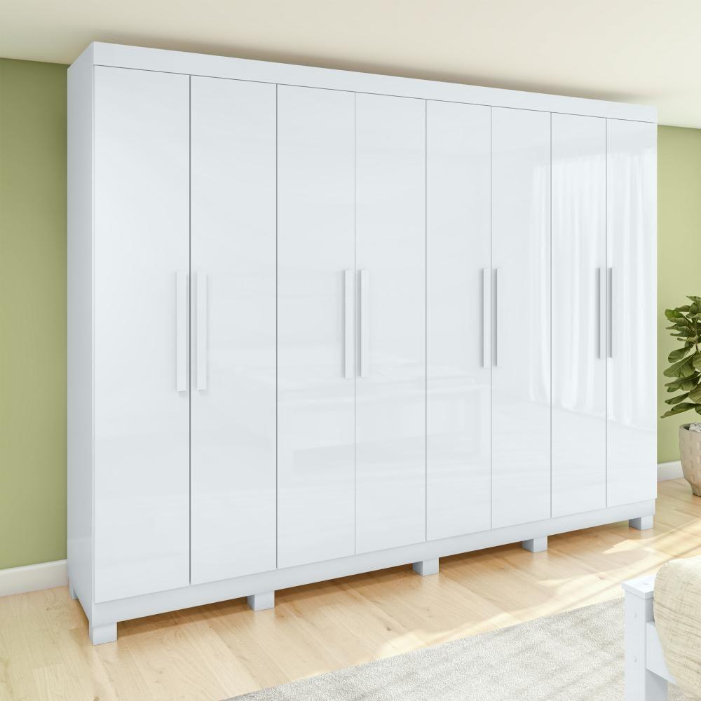 Guarda-roupa Casal Easy Slim 8 Portas Com Pés Branco - 3