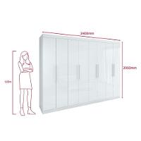 Guarda-roupa Casal Easy Slim 8 Portas Com Pés Branco
