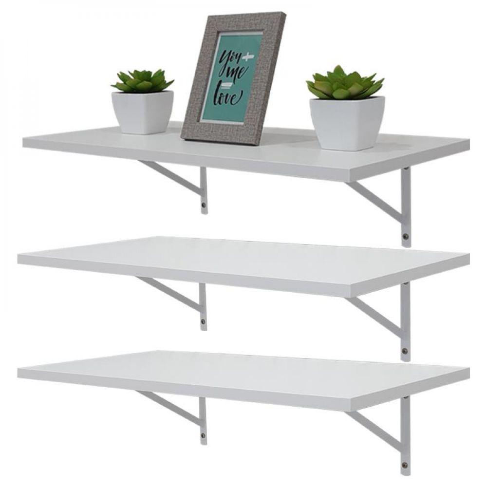 Kit 3 Prateleiras 80 X 25cm Branca Com Mão Francesa - 1