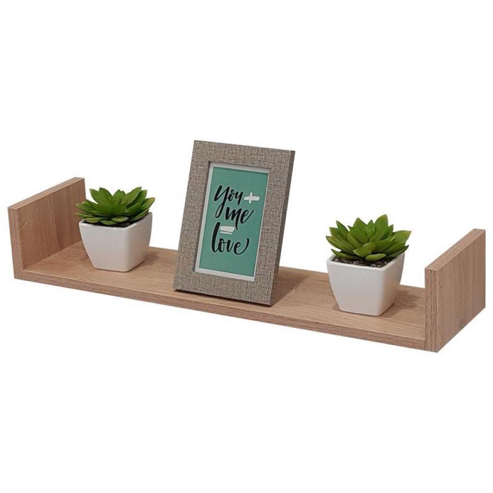 Prateleira U 80 X 25cm Carvalho Suporte Invisível - 1