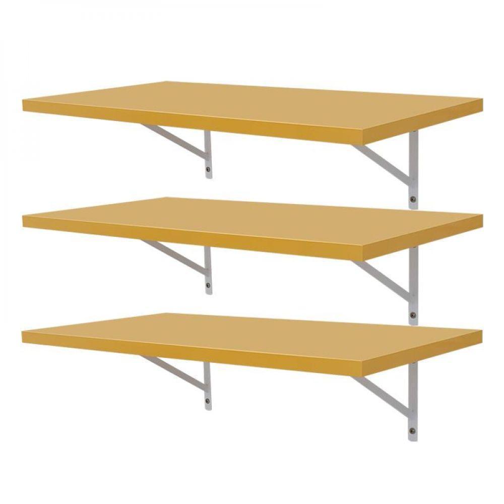 Kit 3 Prateleiras 90 x 30cm Amarela com Mão Francesa - 3