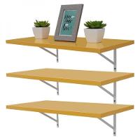 Kit 3 Prateleiras 90 x 30cm Amarela com Mão Francesa - 1