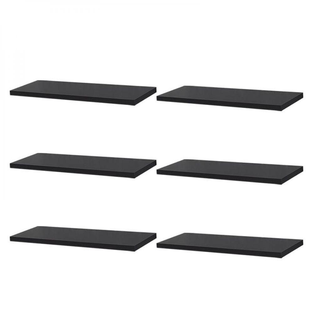 Kit 6 Prateleiras 40 x 20cm Preta Suporte Invisível - 1