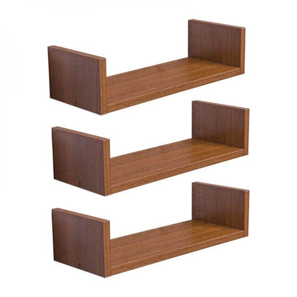 Kit 3 Prateleiras U 40 x 20cm Freijó Invisível - 2