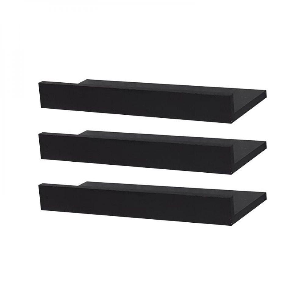 Kit 2 Prateleiras Porta Quadros 30 x 10cm Preta - 1
