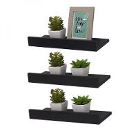 Kit 2 Prateleiras Porta Quadros 30 x 10cm Preta