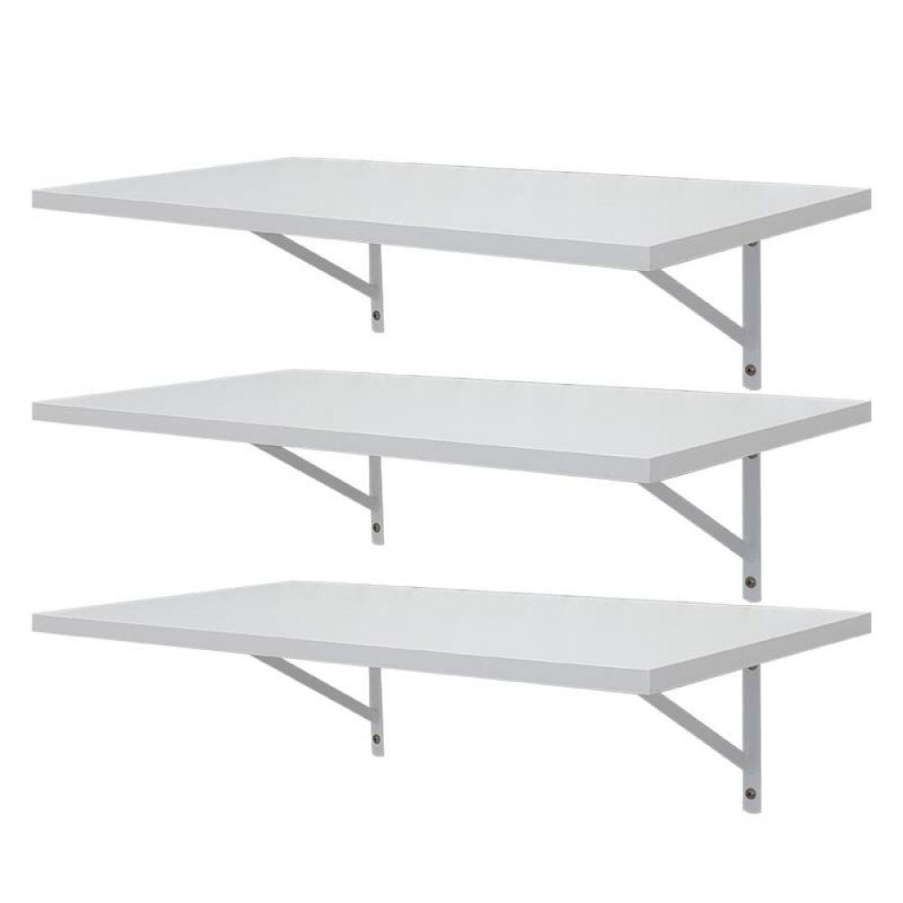 Kit 3 Prateleiras 100 X 25cm Branca Com Mão Francesa - 1