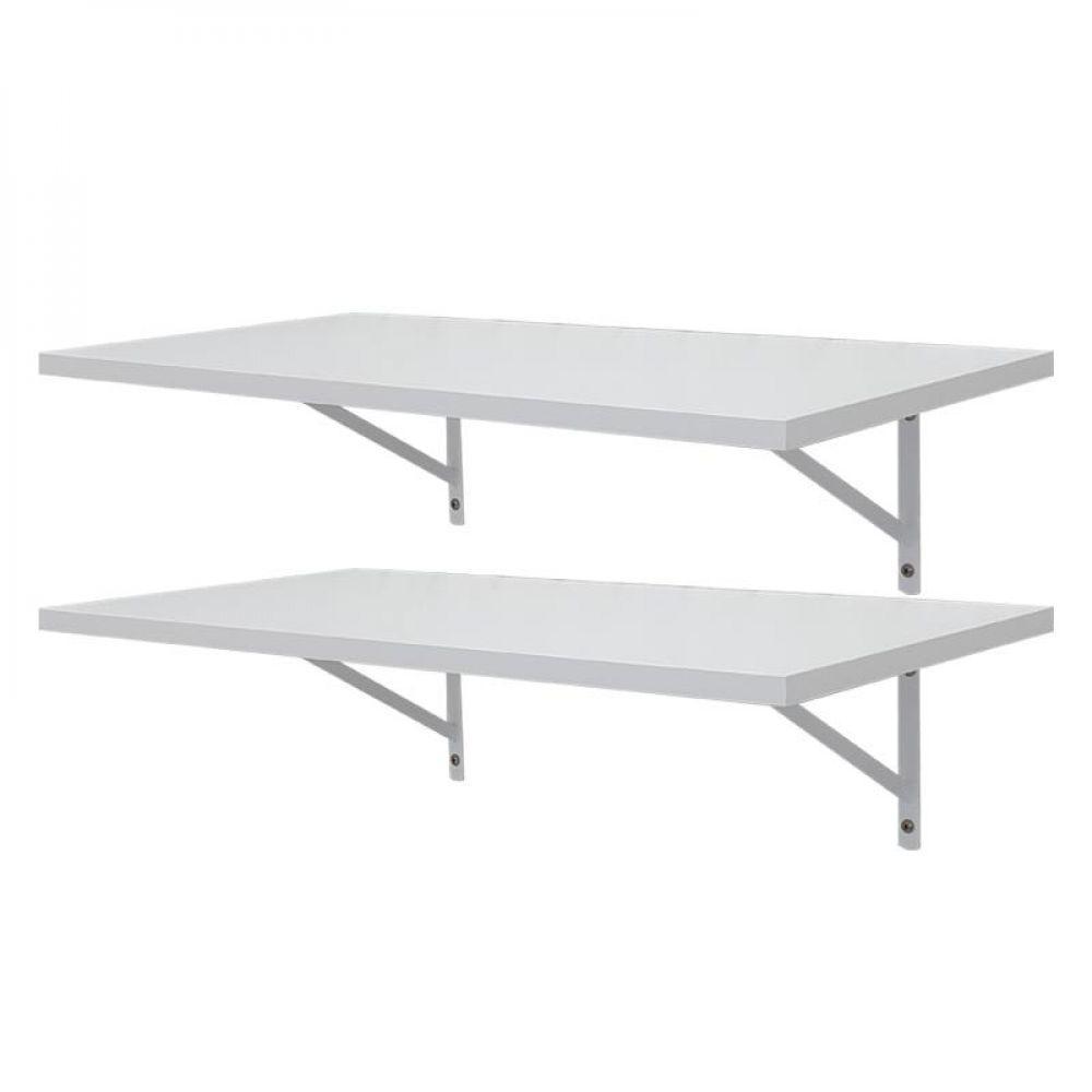 Kit 2 Prateleiras 100 X 25cm Branca Com Mão Francesa - 1