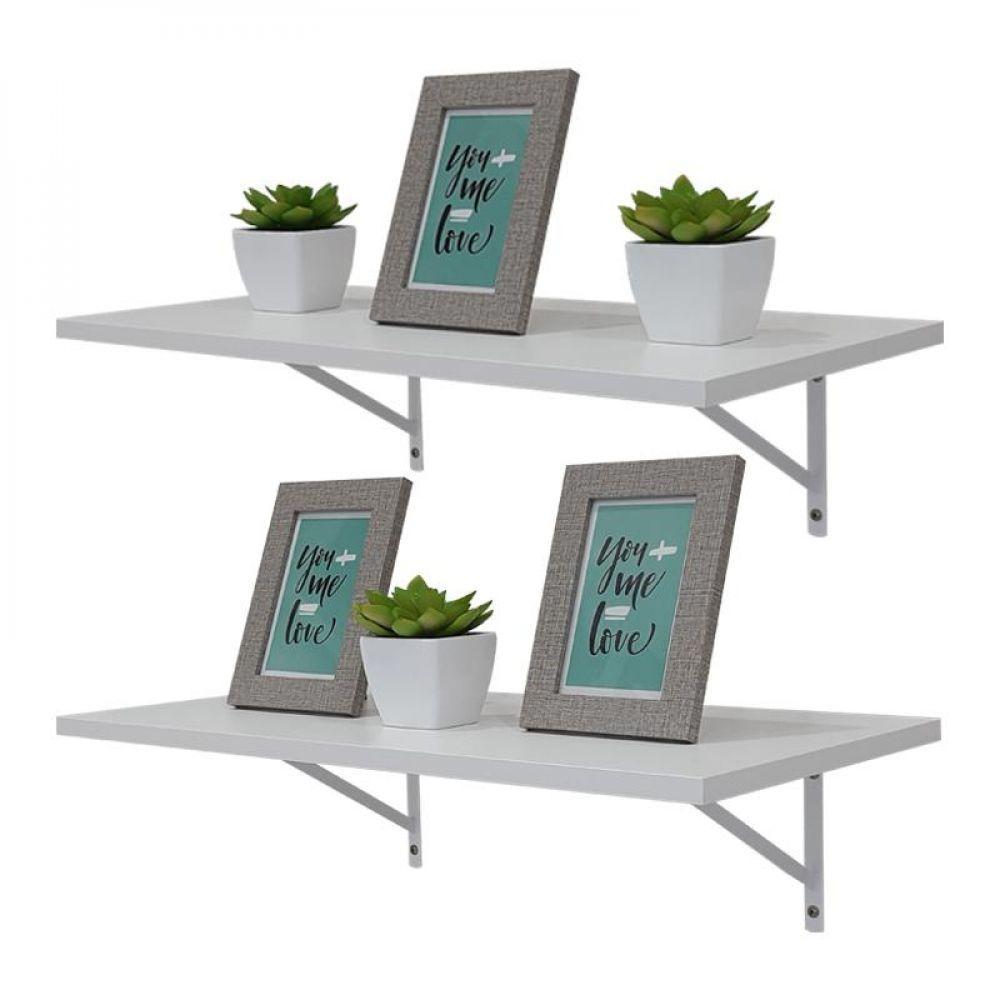 Kit 2 Prateleiras 100 X 25cm Branca Com Mão Francesa - 2