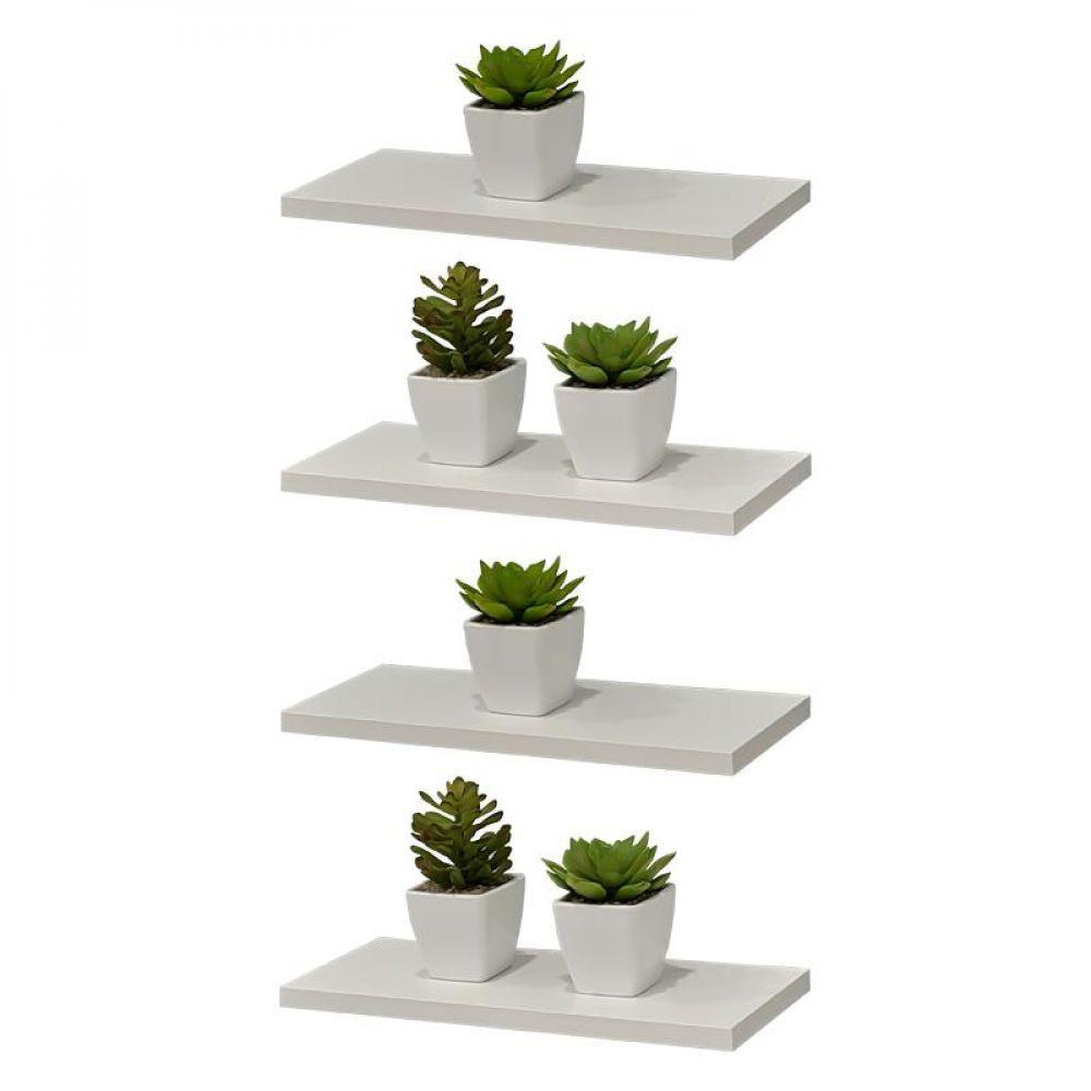 Kit 4 Prateleiras 40 X 10cm Branca Suporte Invisível - 1