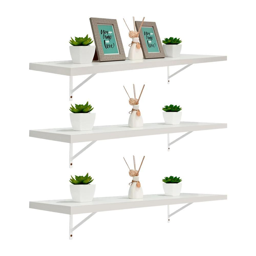 Kit 3 Prateleiras 90 x 20cm Branco Espessura 25mm - 3