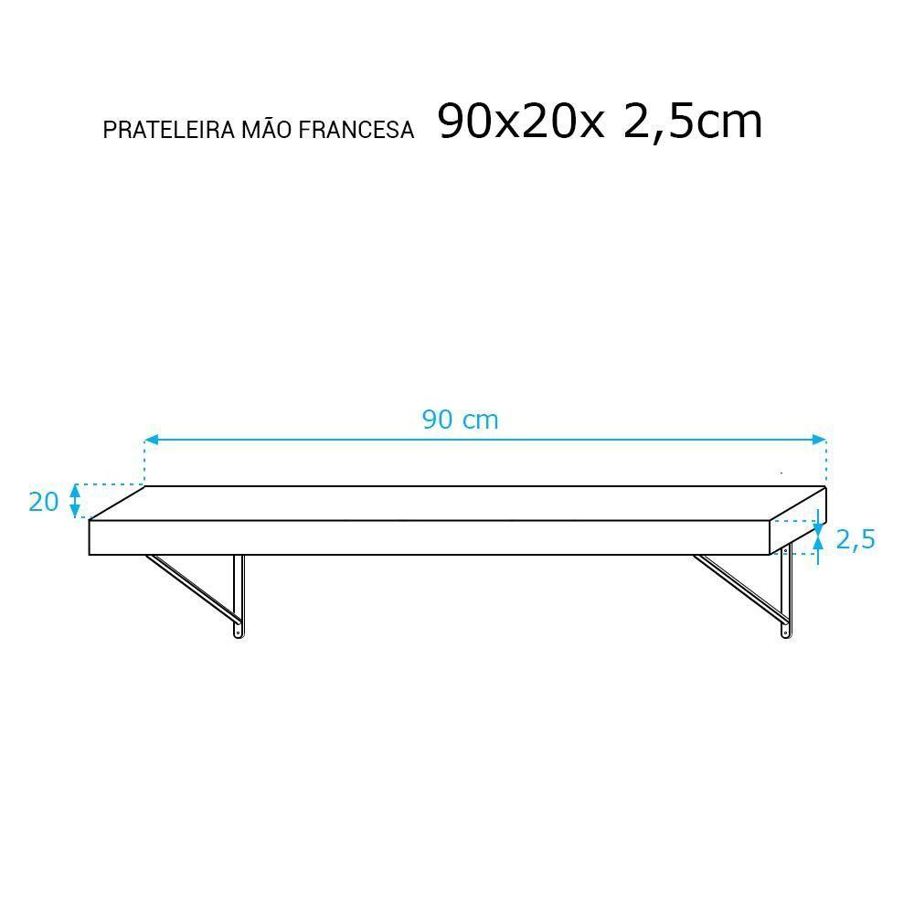 Kit 3 Prateleiras 90 x 20cm Branco Espessura 25mm - 5