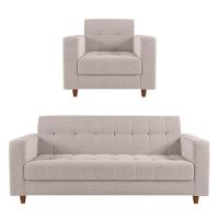 Kit Sofá 03 Lugares e 01 Poltrona Arezzo Linho Grosso Bege - 1