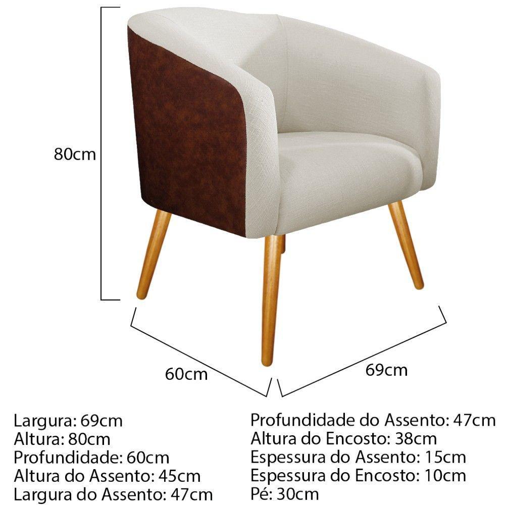 Poltrona Luiza Corano Nozes e Linho Bege - 2
