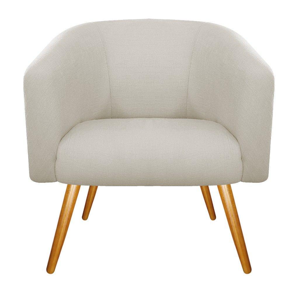 Poltrona Luiza Corano Nozes e Linho Bege - 4