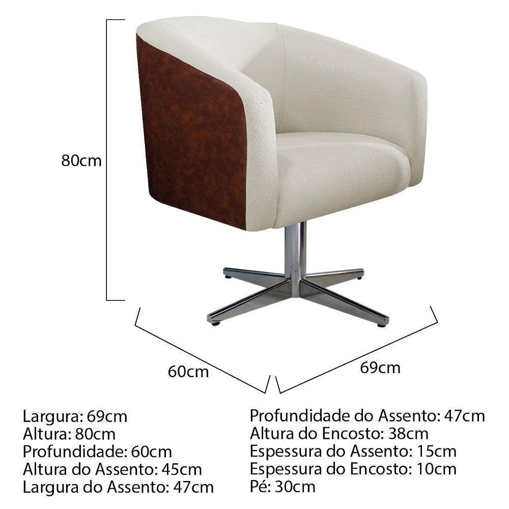 02 Poltronas Luiza Nozes E Linho Bege - 4