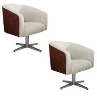 02 Poltronas Luiza Nozes E Linho Bege - 1