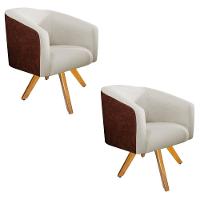 02 Poltronas Luiza Corano Nozes e Linho Bege - 1