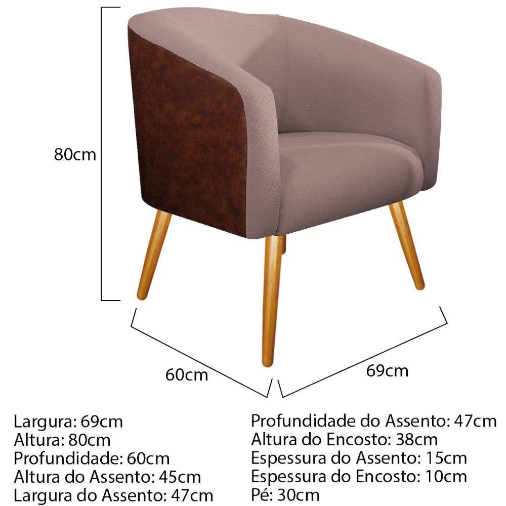 Poltrona Luiza Corano Nozes e Linho Rosê - 1