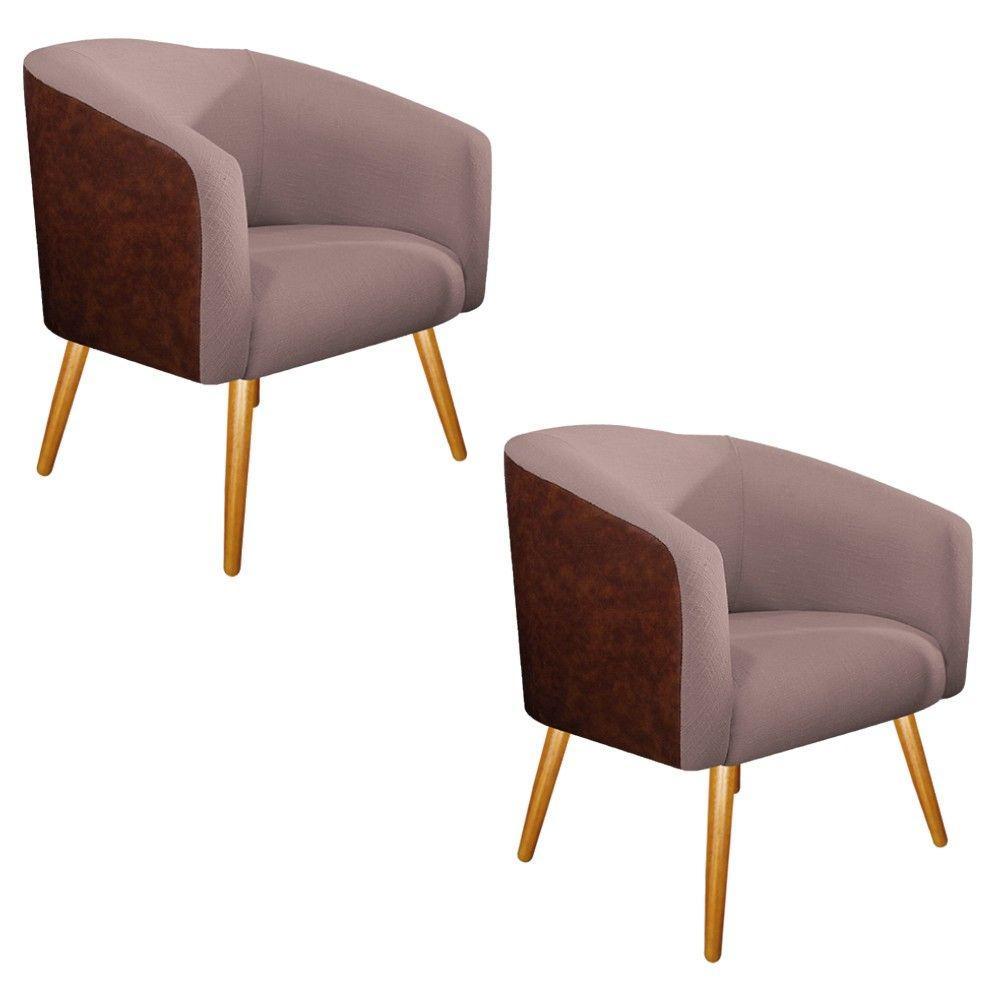 02 Poltronas Luiza Corano Nozes e Linho Rosê - 4