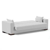 Sofá Cama 02 Lugares Linho Cinza Pés De Madeira - 5