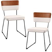 Kit 02 Cadeiras Allana L02 Faixa Couríssimo Camel Linho Cru - 1