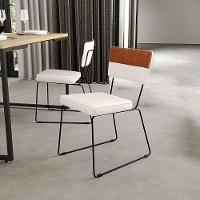 Cadeira Estofada Sala De Jantar Base Aço Faixa Camel Cru - 8