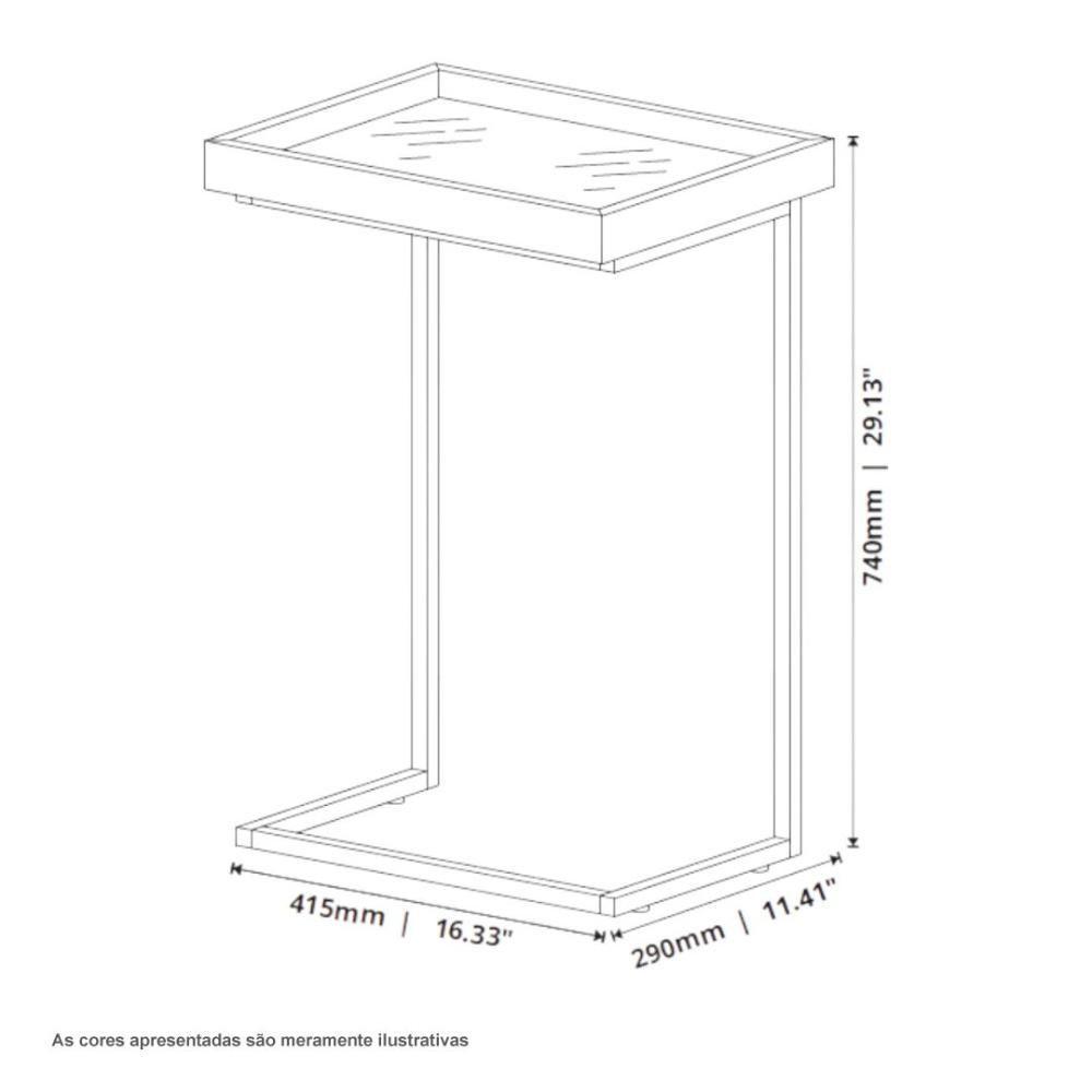 Mesa De Apoio Sofá Jb 4774 Preto E Bronze Bechara - 2