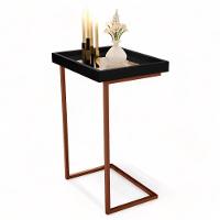Mesa De Apoio Sofá Jb 4774 Preto E Bronze Bechara - 3